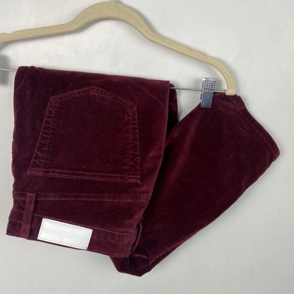 RE/DONE Burgundy Velvet Skinny Pants Button Fly Pants Size 29‎ Slim Velour Slim - Picture 11 of 12